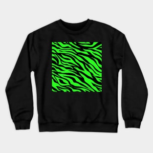 1980s preppy Girly chic modern safari  black lime green zebra print Crewneck Sweatshirt